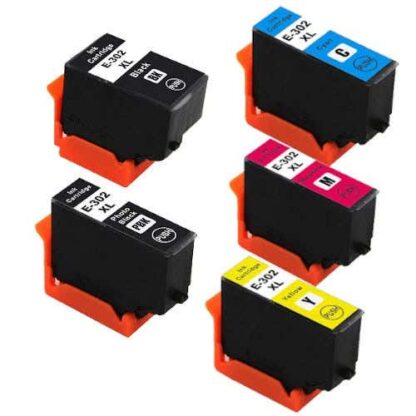 Remanufactured Epson 302XL Ink Cartridge High-Yield 5-Piece Combo Pack