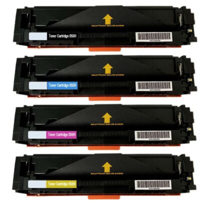 (No Chip) Canon 055H Compatible High-Yield Toner Cartridge 4-Piece Combo Pack