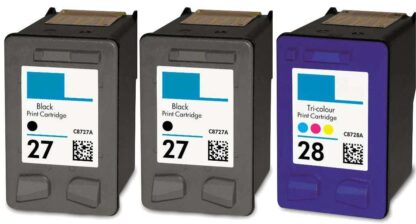 Remanufactured HP 27 & 28 Ink Cartridge 3-Piece Combo Pack