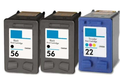 Remanufactured HP 56 & 22 Ink Cartridge 3-Piece Combo