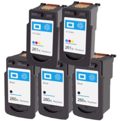 Canon PG-260XL & CL-261XL Remanufactured High Yield Ink Cartridge 5-Piece Combo Pack