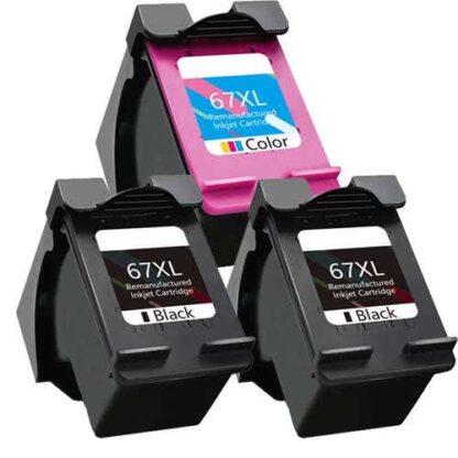 HP 67XL Remanufactured High Yield Ink Cartridge 3-Piece Combo Pack