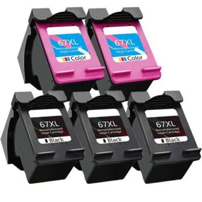 HP 67XL Remanufactured High Yield Ink Cartridge 5-Piece Combo Pack