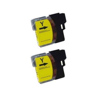 Brother LC61Y Compatible Yellow Ink Cartridge Twin Pack