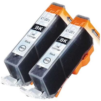 Canon CLI-221BK (2946B001) Compatible Black Ink Cartridge Twin Pack