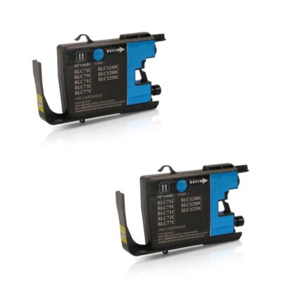 Brother LC75C (Replaces LC71C) Compatible Cyan High-Yield Ink Cartridge Twin Pack