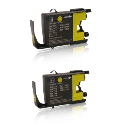 Brother LC75Y (Replaces LC71Y) Compatible Yellow High-Yield Ink Twin Pack