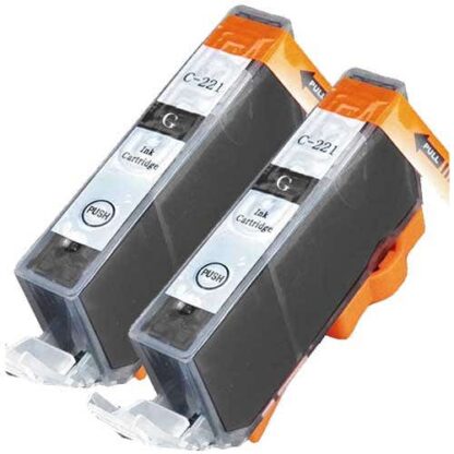 Canon CLI-221GR (2950B001) Compatible Gray Ink Cartridge Twin Pack