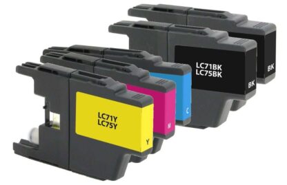 Compatible Brother LC75 Ink Cartridge (Replaces LC71)  High-Yield  5-Piece Combo Pack