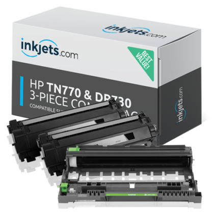 Brother TN770 & DR730 Compatible Super High-Yield Toner Cartridge 3-Piece Combo Pack