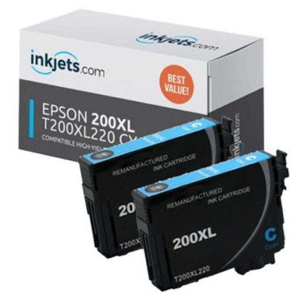 Epson 200XL (T200XL220) Remanufactured Cyan High-Yield Ink Cartridge Twin Pack