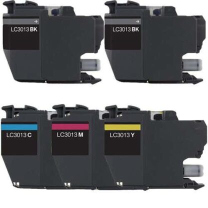 Compatible Brother LC3013 Ink Cartridge (Replaces LC3011) High-Yield Ink 5-Piece Combo Pack