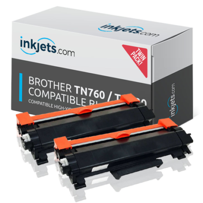 Compatible Brother TN760 Toner Cartridge Black High-Yield Twin Pack (Replaces TN730)