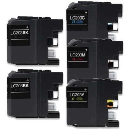 Compatible Brother LC203 Ink Cartridge High-Yield 5-Pack (Replaces LC201)