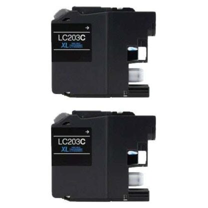 Brother LC203 Ink - Compatible Cyan High-Yield Cartridge Twin Pack (Replaces LC201)