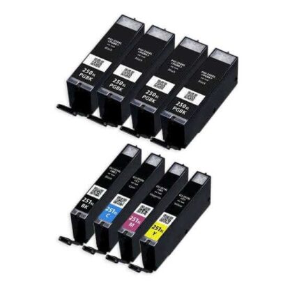 Canon PGI-250XL & CLI-251XL Compatible High Yield Ink Cartridge 8-Pack