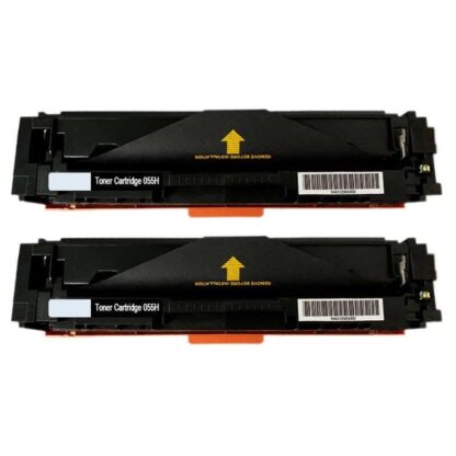 (No Chip) Canon 055H Black Compatible High-Yield Toner Cartridge Twin Pack