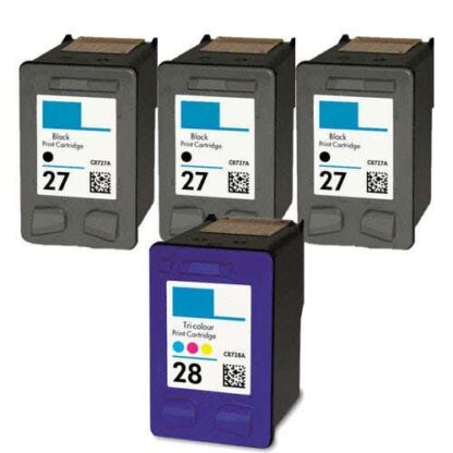 HP 27 & 28 Remanufactured Ink Cartridge 4-Pack