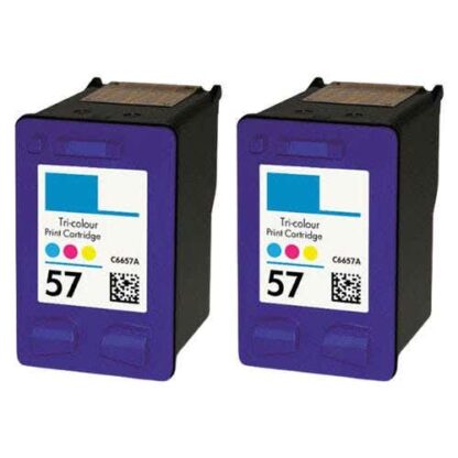 HP 57 Tri-Color (C6657AN) Remanufactured Ink Cartridge Twin Pack