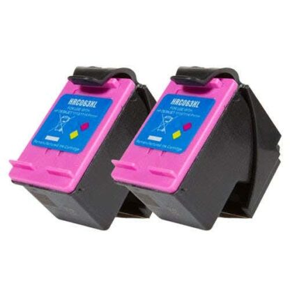 HP 63XL Color (F6U63AN) Remanufactured High Yield Ink Cartridge Twin Pack