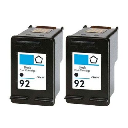 HP 92 Black (C9362WN) Remanufactured Ink Cartridge Twin Pack