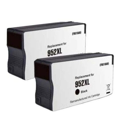 HP 952XL Black (F6U19AN) Remanufactured High Yield Ink Cartridge Twin Pack