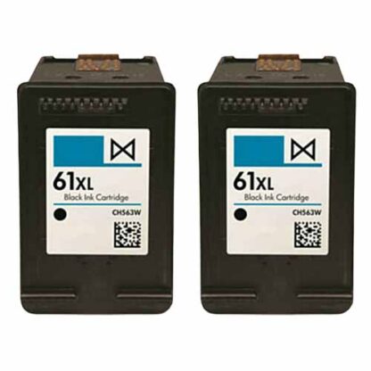 HP 61XL Black (CH563WN) Remanufactured High Yield Ink Cartridge Twin Pack