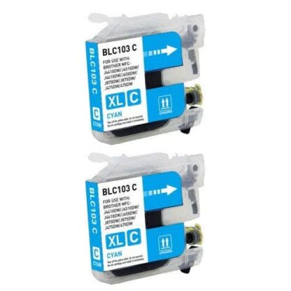 Brother LC103 / LC101 Compatible Cyan High-Yield Ink Cartridge Twin Pack