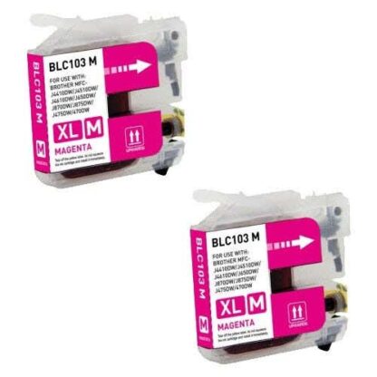 Brother LC103 / LC101 Compatible Magenta High-Yield Ink Cartridge Twin Pack