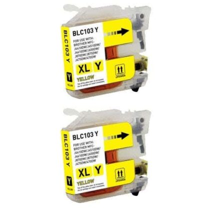 Brother LC103 / LC101 Compatible Yellow High-Yield Ink Cartridge Twin Pack